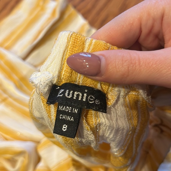 Zunie Girl’s Yellow Striped Flowy Pants Set Size 8 - Picture 8 of 8